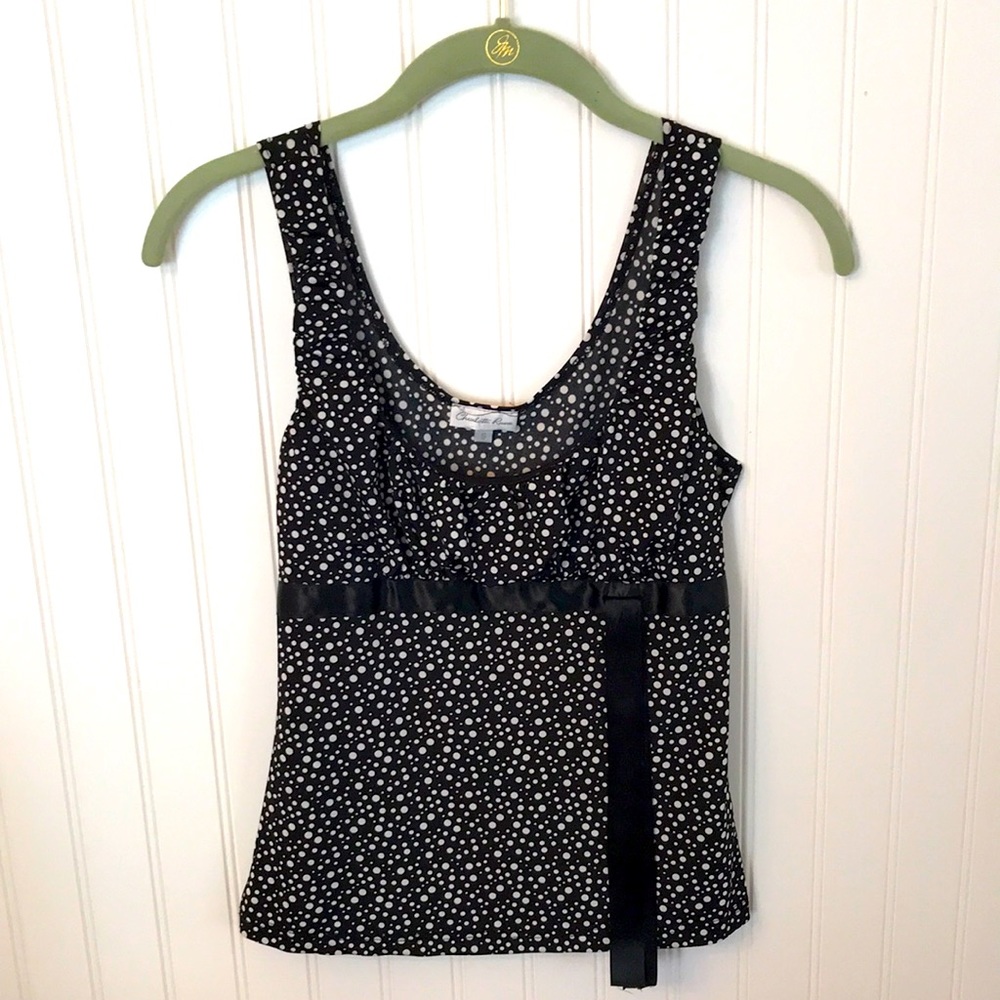 Vintage Charlotte Russe Tank  top Black & White Polka  Dot Ruching size S